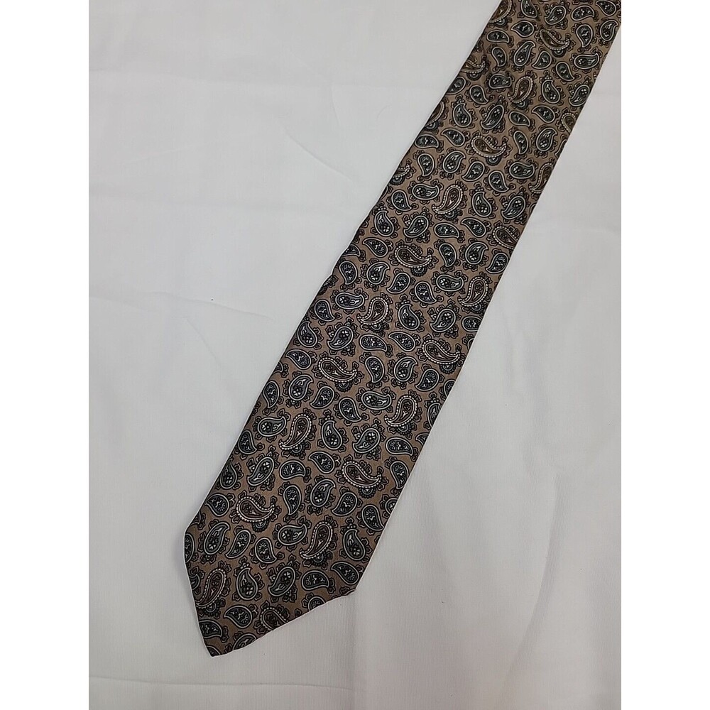 Christian Dior Cravates All Silk‎ Vintage Brown Paisley Men's Neck Tie Business